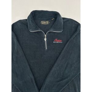 Indian Motorcycle Mens XL Black Fleece Quarter Zip Pullover Arrowhead Zipper
